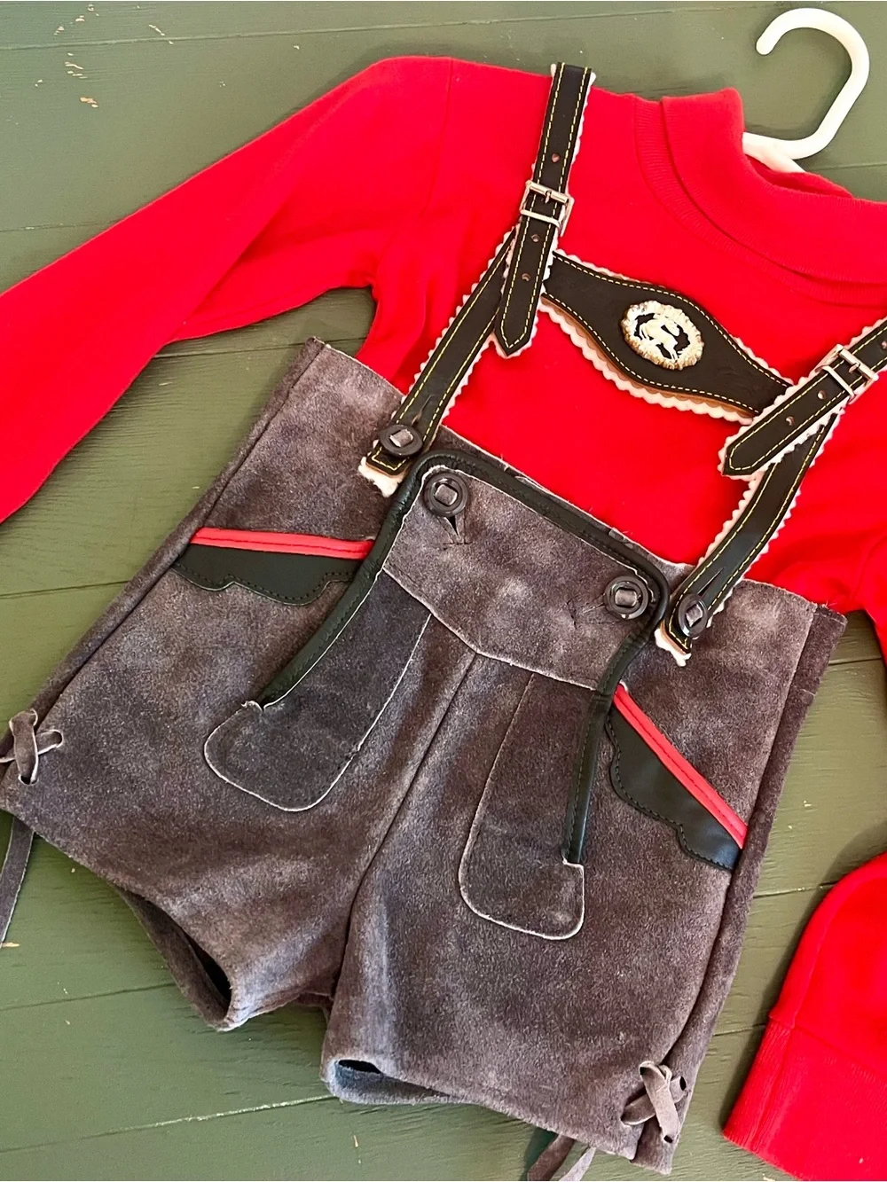 Lederhosen German Child Shorts Authentic VTG Suede Leather German 6 Golimbeck